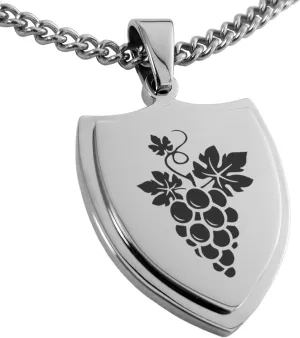 Stainless Steel Greek Gods Shield Pendant Necklace