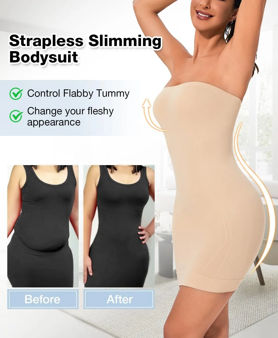 Strapless Shapewear for Women Full Slip shapewear dress Tummy Control slip for women under dress