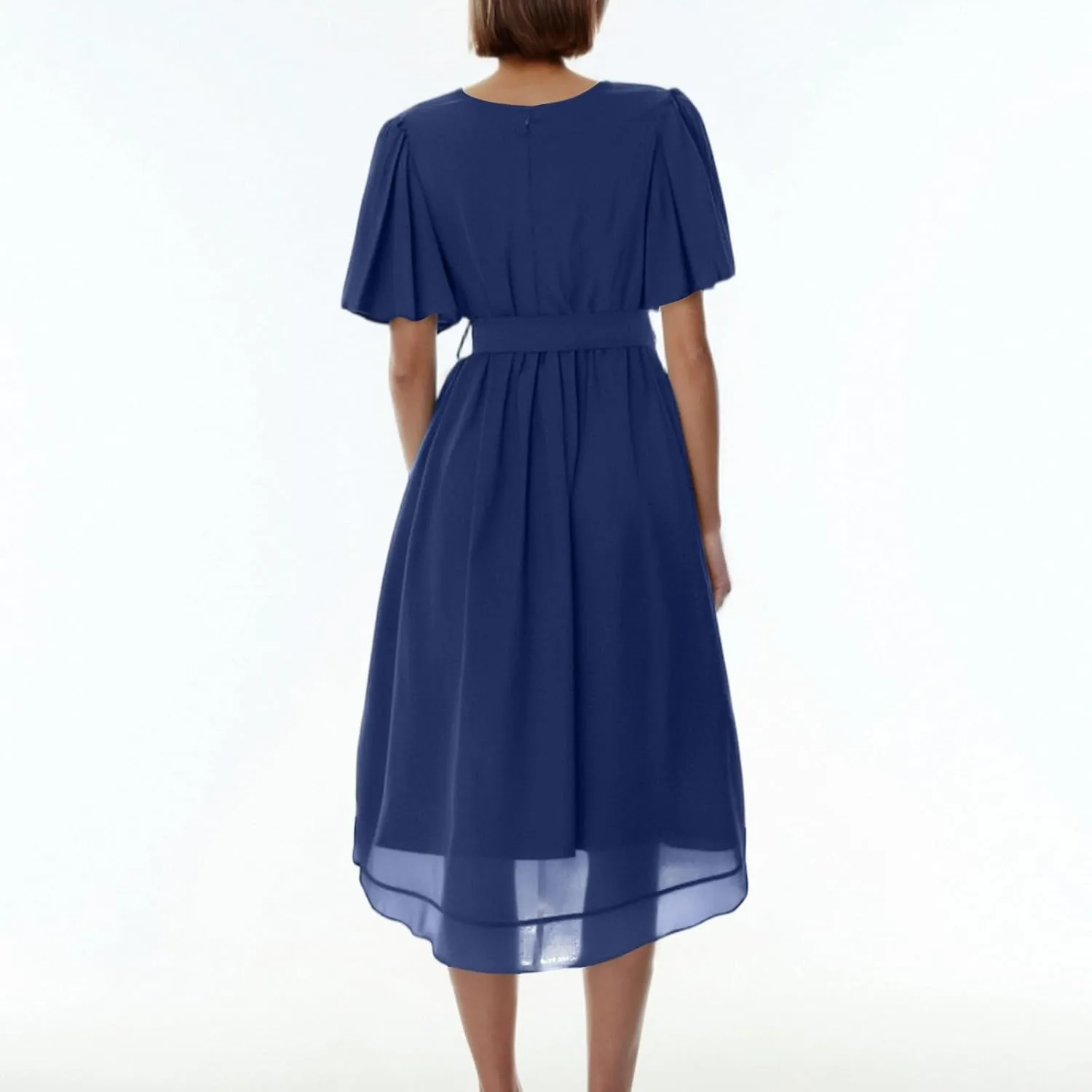 Summer Dresses for Women Boho Floral Printed Chiffon Dresses Elegant V Neck Wedding Prom Cocktail Midi Dress