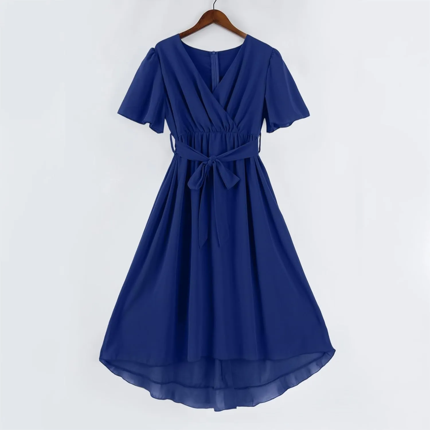 Summer Dresses for Women Boho Floral Printed Chiffon Dresses Elegant V Neck Wedding Prom Cocktail Midi Dress