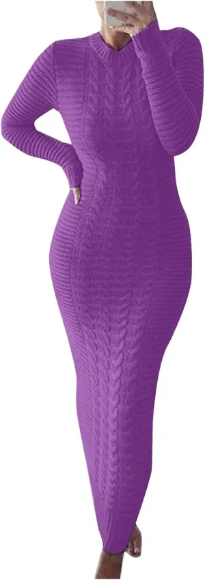 Sweater Dresses for Women,Sexy Bodycon Long Sleeve Dress for Winter Plus Size Pullover Dress for Party Evening