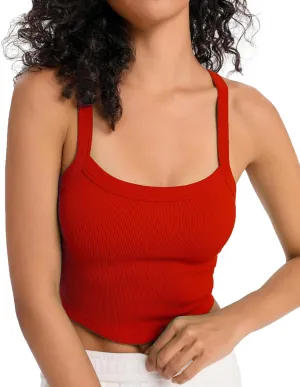 Tank Tops for Women Scoop Neck Crop Tops Athletic Workout Tops Cute Seamless Cami Ribbed Tank Tops