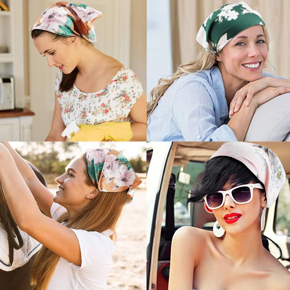 TOBATOBA Beautiful Floral Chiffon Headbands - 5 Pcs Boho Elastic Thin Fashion Headbands for Women