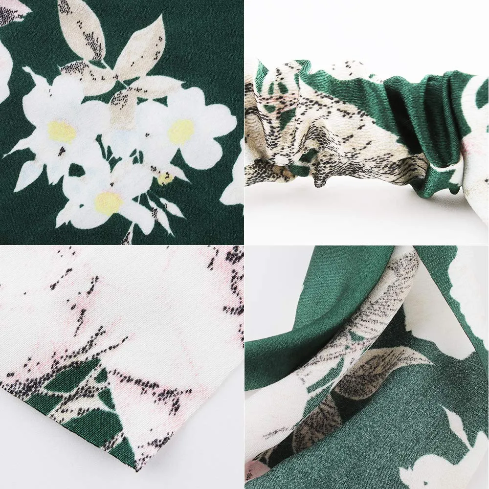 TOBATOBA Beautiful Floral Chiffon Headbands - 5 Pcs Boho Elastic Thin Fashion Headbands for Women