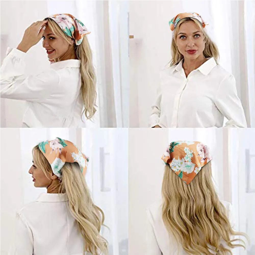 TOBATOBA Beautiful Floral Chiffon Headbands - 5 Pcs Boho Elastic Thin Fashion Headbands for Women