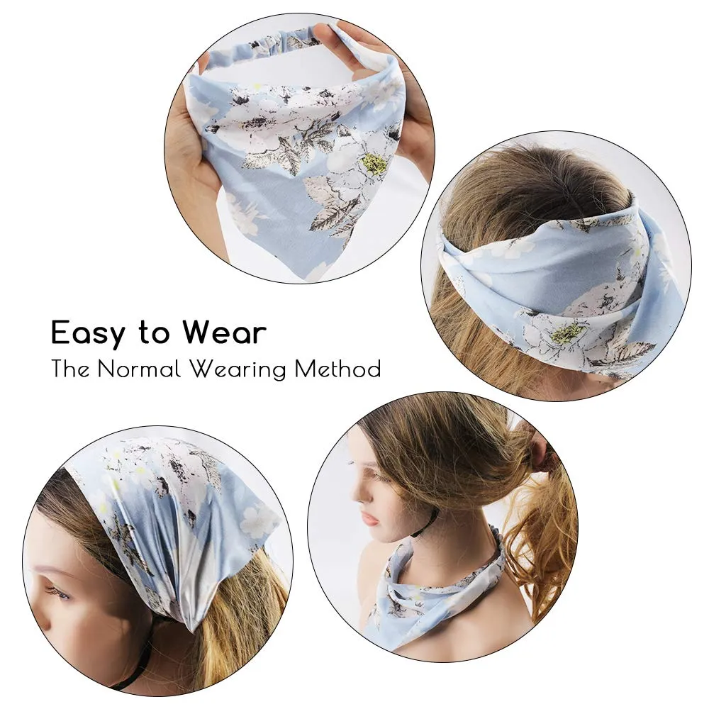 TOBATOBA Beautiful Floral Chiffon Headbands - 5 Pcs Boho Elastic Thin Fashion Headbands for Women