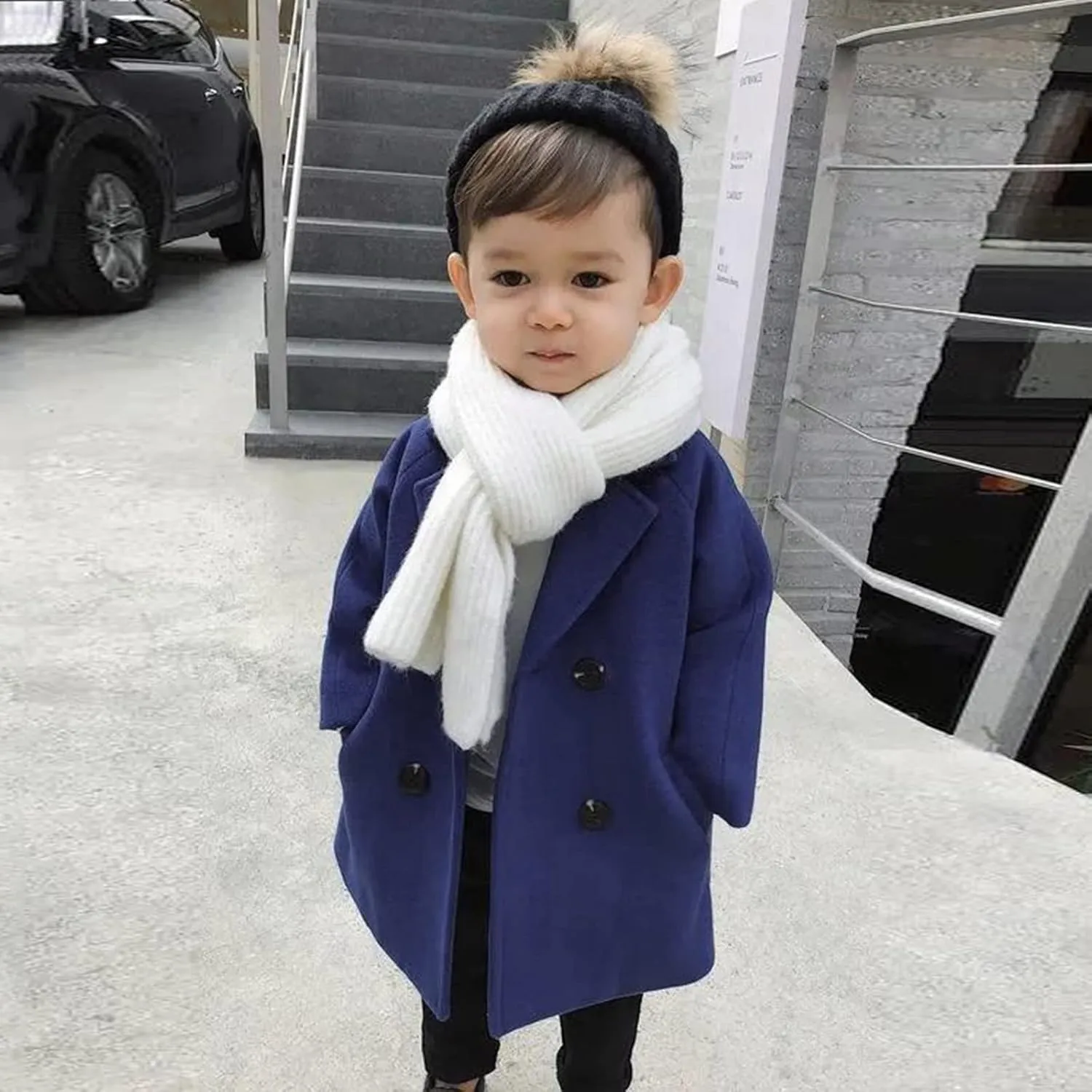 Toddler Kids Coat Elegant Double Breasted Wool Blend Over Coat Baby Boys Girls Trench Coat Jacket Christmas Outfit