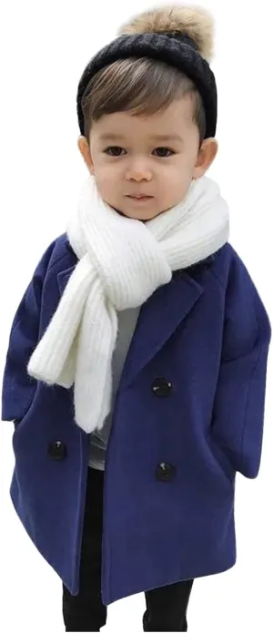 Toddler Kids Coat Elegant Double Breasted Wool Blend Over Coat Baby Boys Girls Trench Coat Jacket Christmas Outfit