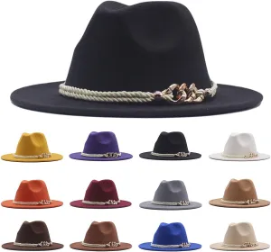 Unisex Fedora Hat Trily Cuban Sun Protectio Short Brim Women Belt Buckle Fedora Hat Men Fall Winter Panama Hat