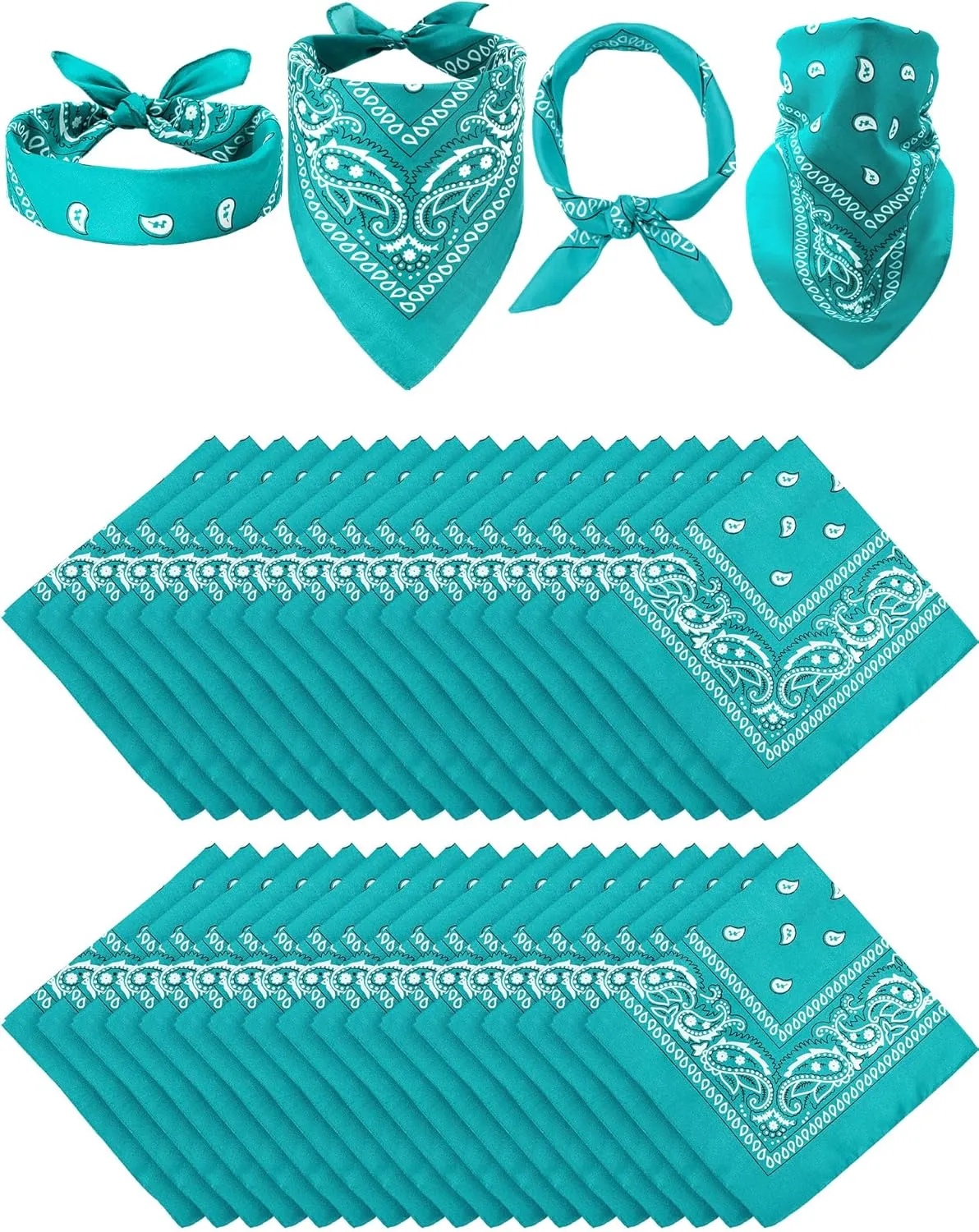 Unittype 36 Pieces Paisley Bandana Novelty Headband Square Scarf Cowboy Bandanas for Halloween Party Costume