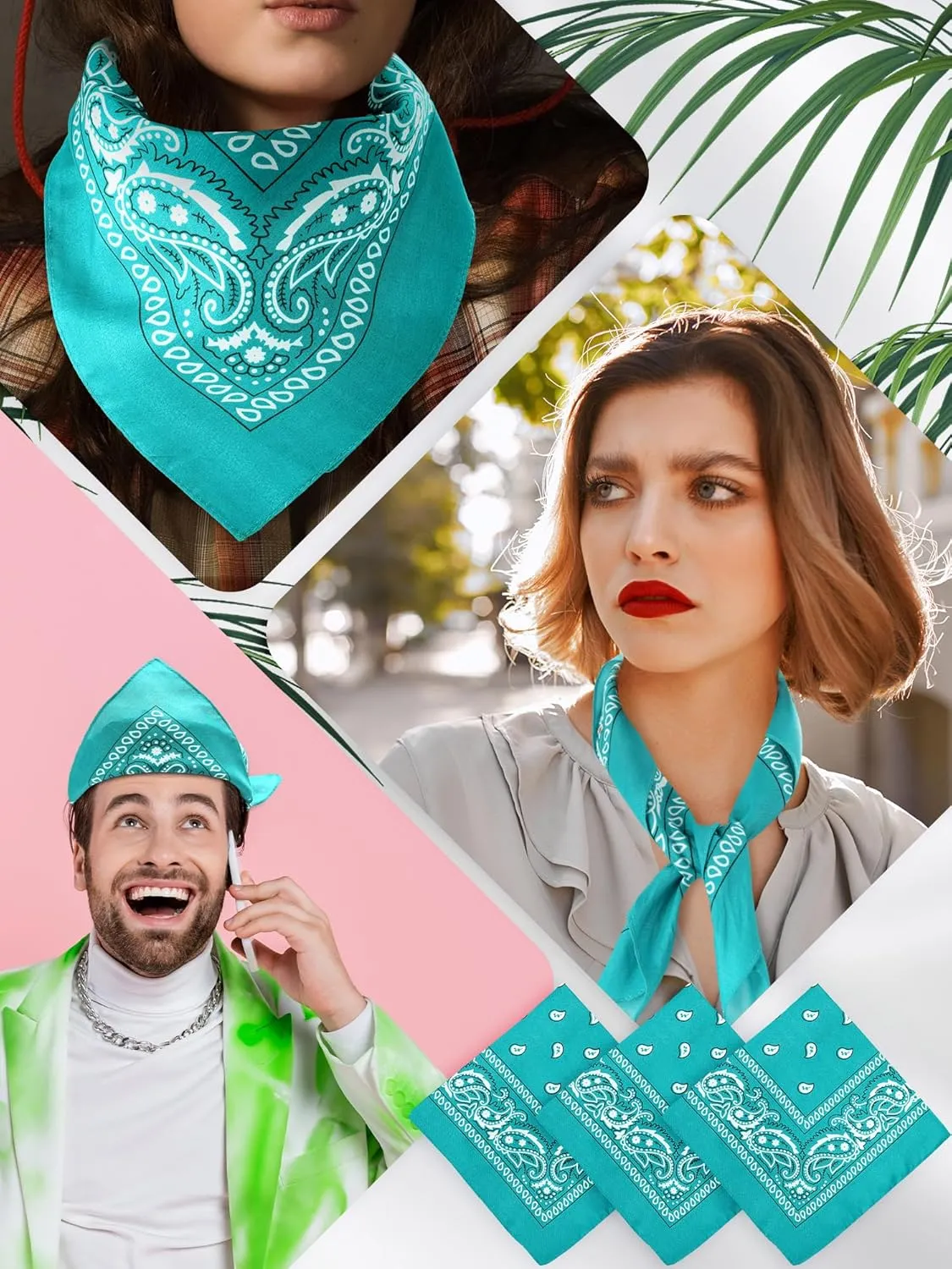 Unittype 36 Pieces Paisley Bandana Novelty Headband Square Scarf Cowboy Bandanas for Halloween Party Costume