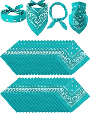 Unittype 36 Pieces Paisley Bandana Novelty Headband Square Scarf Cowboy Bandanas for Halloween Party Costume