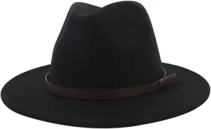 Wide Brim Fedora Hats for Women Men Classic Panama Hat Men's Two Tone Dress Cap Jazz Hat with Belt Buckle