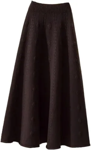 Winter Woolen Skirts Medium-Length High-Waisted Knit Skirt for Women Spring Sweater A-Line Umbrella Skirt