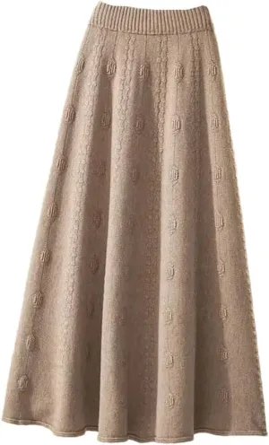 Winter Woolen Skirts Medium-Length High-Waisted Knit Skirt for Women Spring Sweater A-Line Umbrella Skirt