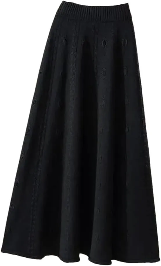 Winter Woolen Skirts Medium-Length High-Waisted Knit Skirt for Women Spring Sweater A-Line Umbrella Skirt