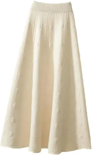 Winter Woolen Skirts Medium-Length High-Waisted Knit Skirt for Women Spring Sweater A-Line Umbrella Skirt