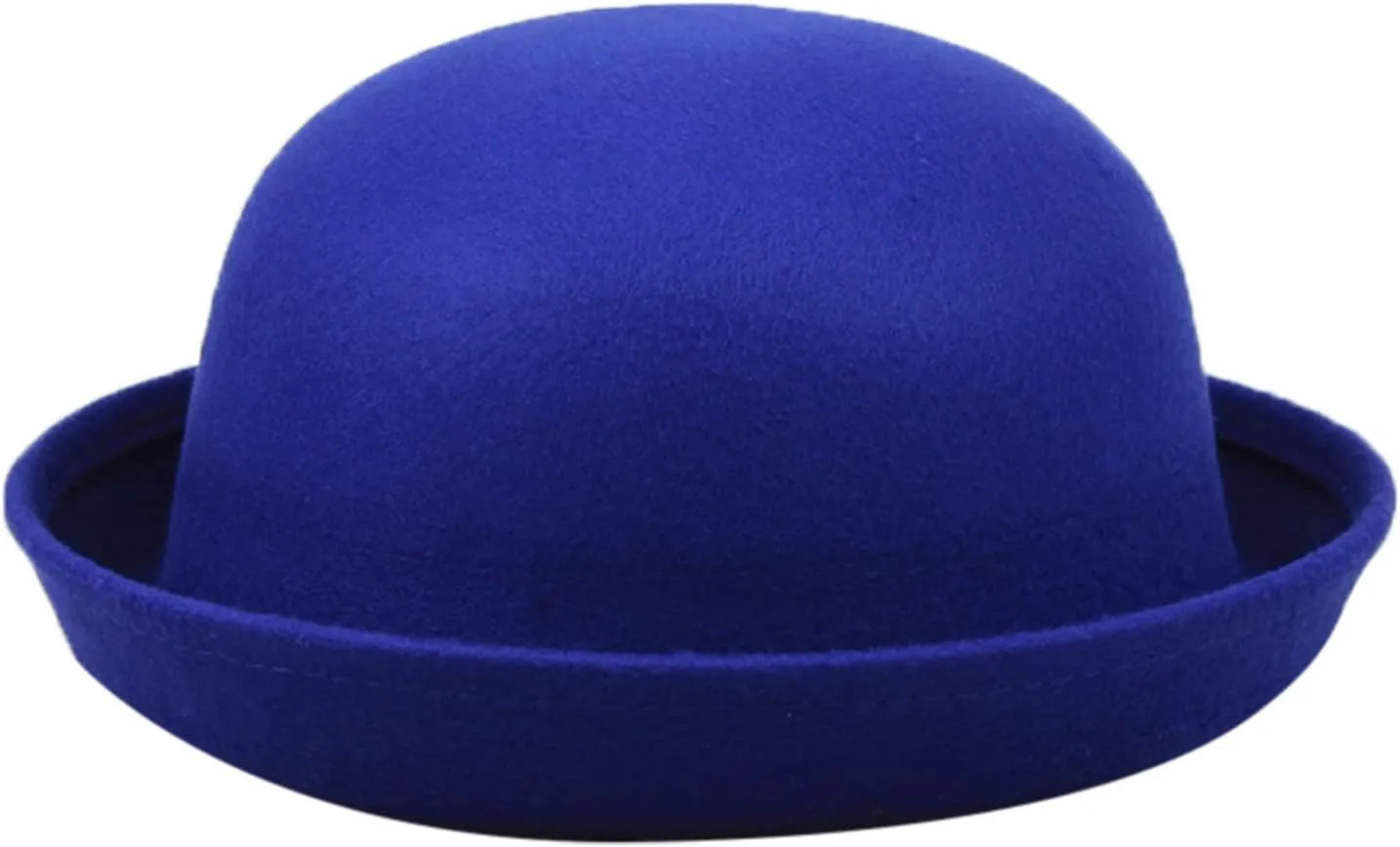 Women 1920s Vintage Cloche-Fedora-Hat Womens Winter Rolled Church Cloche Bucket Bowler Hats with Flower
