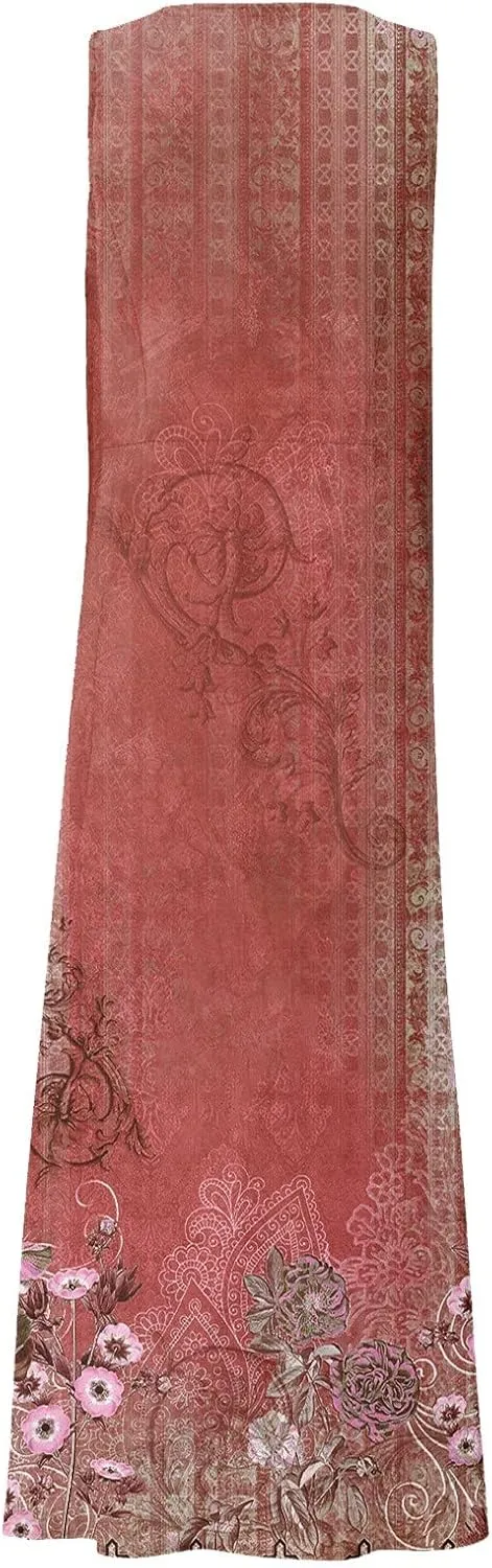Women 2024 Summer Tank Dress Sleeveless U Neck Printed/Solid Boho Beach Shirt Maxi Flowy Linen Cotton Dresses with Pocket