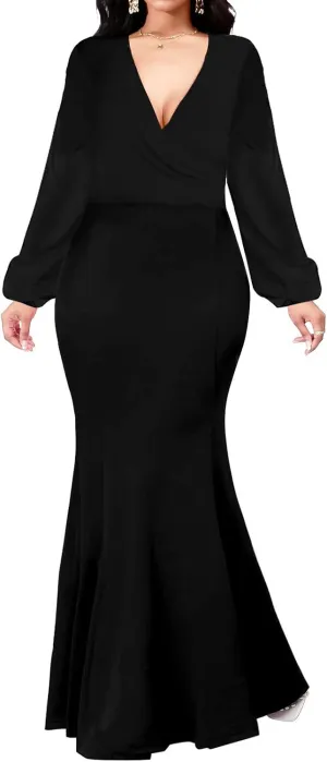 Women Evening Dress Bodycon Long Maxi Dresses Sexy Floor Length Mermaid Dress