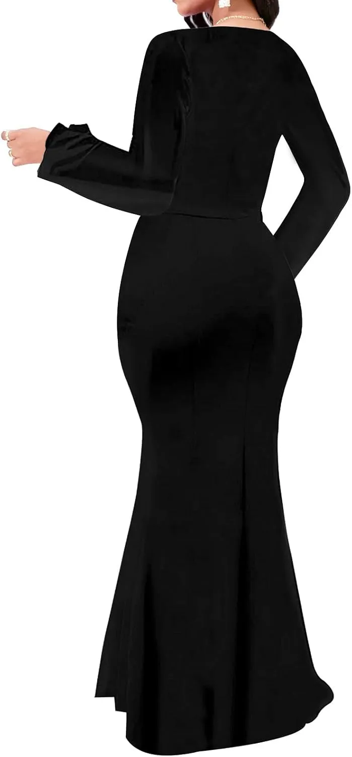 Women Evening Dress Bodycon Long Maxi Dresses Sexy Floor Length Mermaid Dress