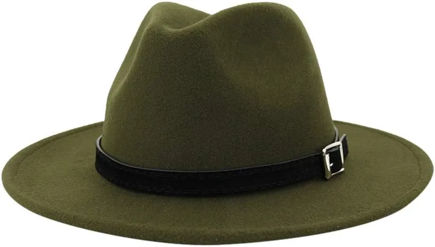 Women Lady Classic Wool Fedora Hat Belt Buckle Wide Brim Panama Hat Fedora Hats for Men Classic Hats for Men