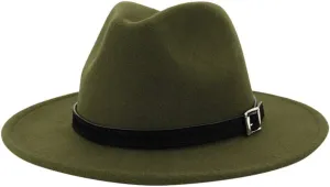 Women Lady Classic Wool Fedora Hat Belt Buckle Wide Brim Panama Hat Fedora Hats for Men Classic Hats for Men