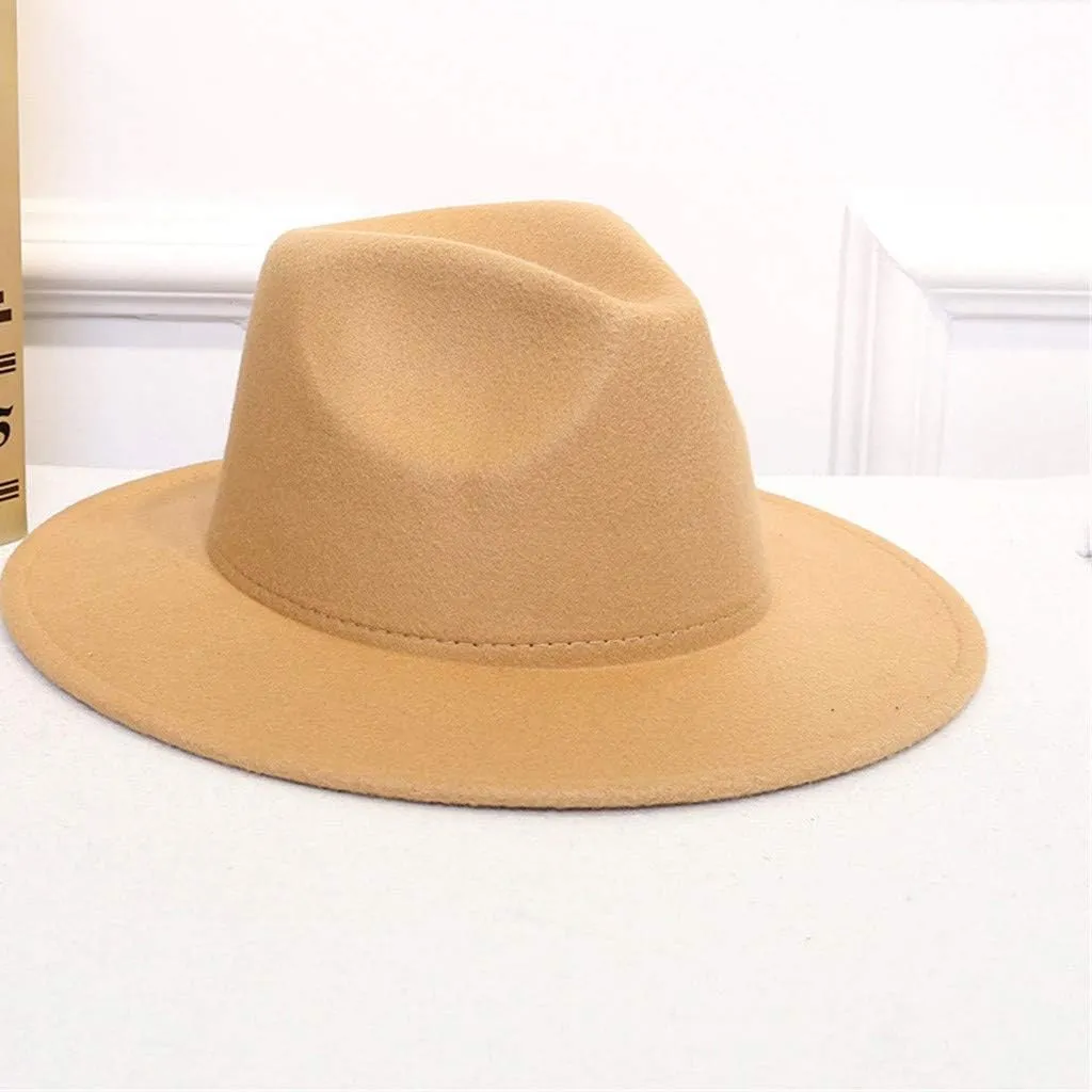 Women Lady Retro Classic Wide Brim Floppy Panama Hat Belt Buckle Summer UPF50  Wool Fedora Hat for Women