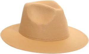 Women Lady Retro Classic Wide Brim Floppy Panama Hat Belt Buckle Summer UPF50  Wool Fedora Hat for Women