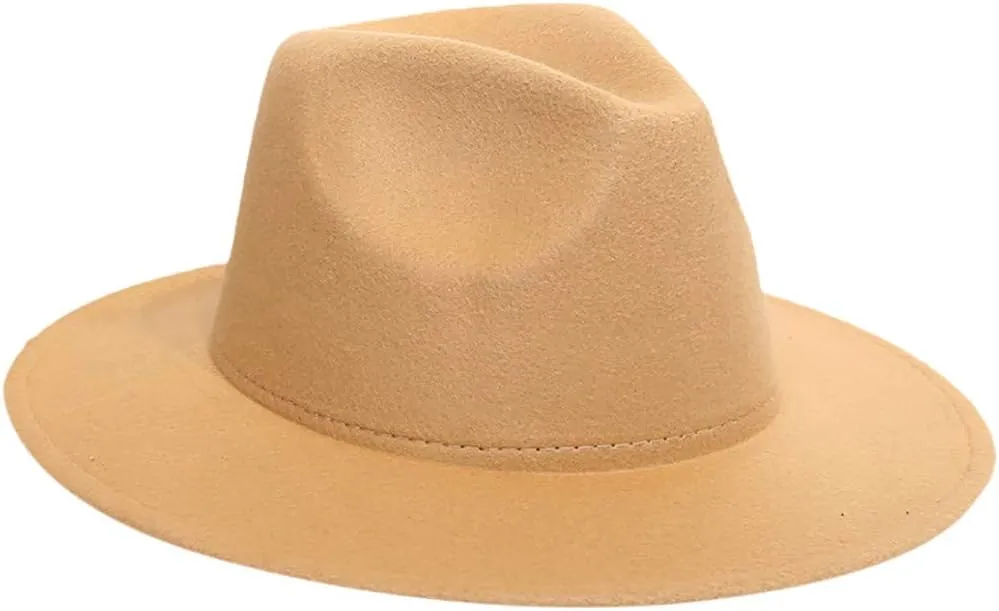 Women Lady Retro Classic Wide Brim Floppy Panama Hat Belt Buckle Summer UPF50  Wool Fedora Hat for Women