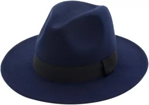 Women Men Classic Jazz Hat Vintage Wide Brim Fedora Hat with Belt Buckle Panama Hat Black Dress Hat for Unisex