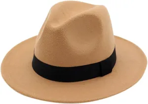 Women Men Classic Jazz Hat Vintage Wide Brim Fedora Hat with Belt Buckle Two Tone Panama Hat Black Dress Hat