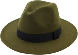 Women Men Classic Jazz Hat Vintage Wide Brim Fedora Hat with Belt Buckle Two Tone Panama Hat Black Dress Hat