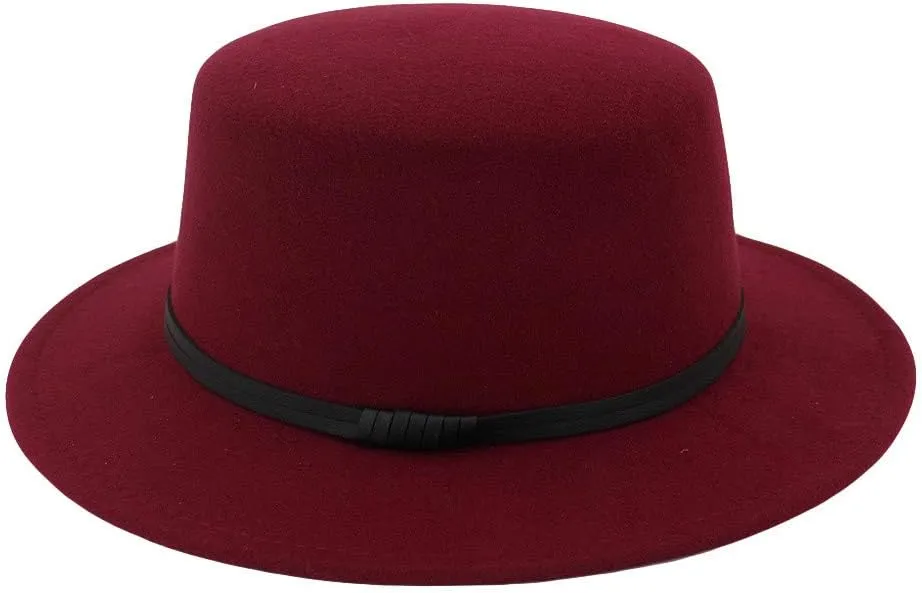 Women Men Fedora Hats Vintage Classic British Panama Hat Wide Brim Flat Top Warm Country Gentleman Hat