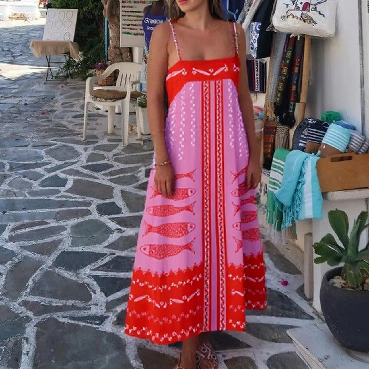 Women Vacation Floral Maxi Dress Boho Tiered Flowy Smocked Long Dresses Summer Backless Sundress