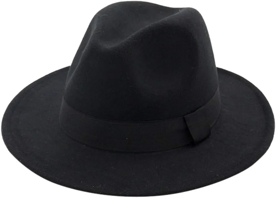 Women Vintage Wide Brim Fedora Hat with Belt Buckle Men Women Wide Brim Panama Hat Jazz Hat Cap