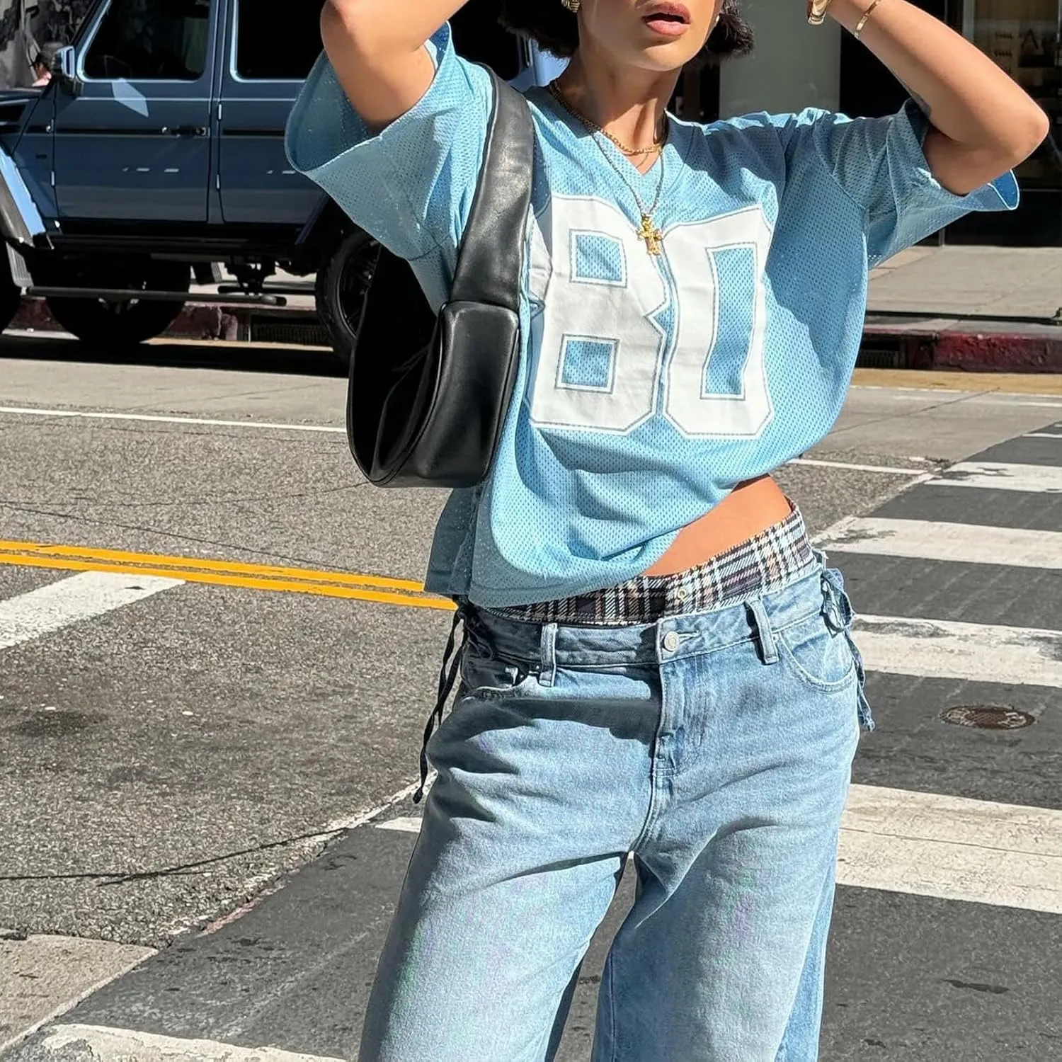 Women Y2k Oversized Jersey Summer Top Number Graphic Tee T-Shirt V Neck Short Sleeve Sport Casual Shirts Streetwear