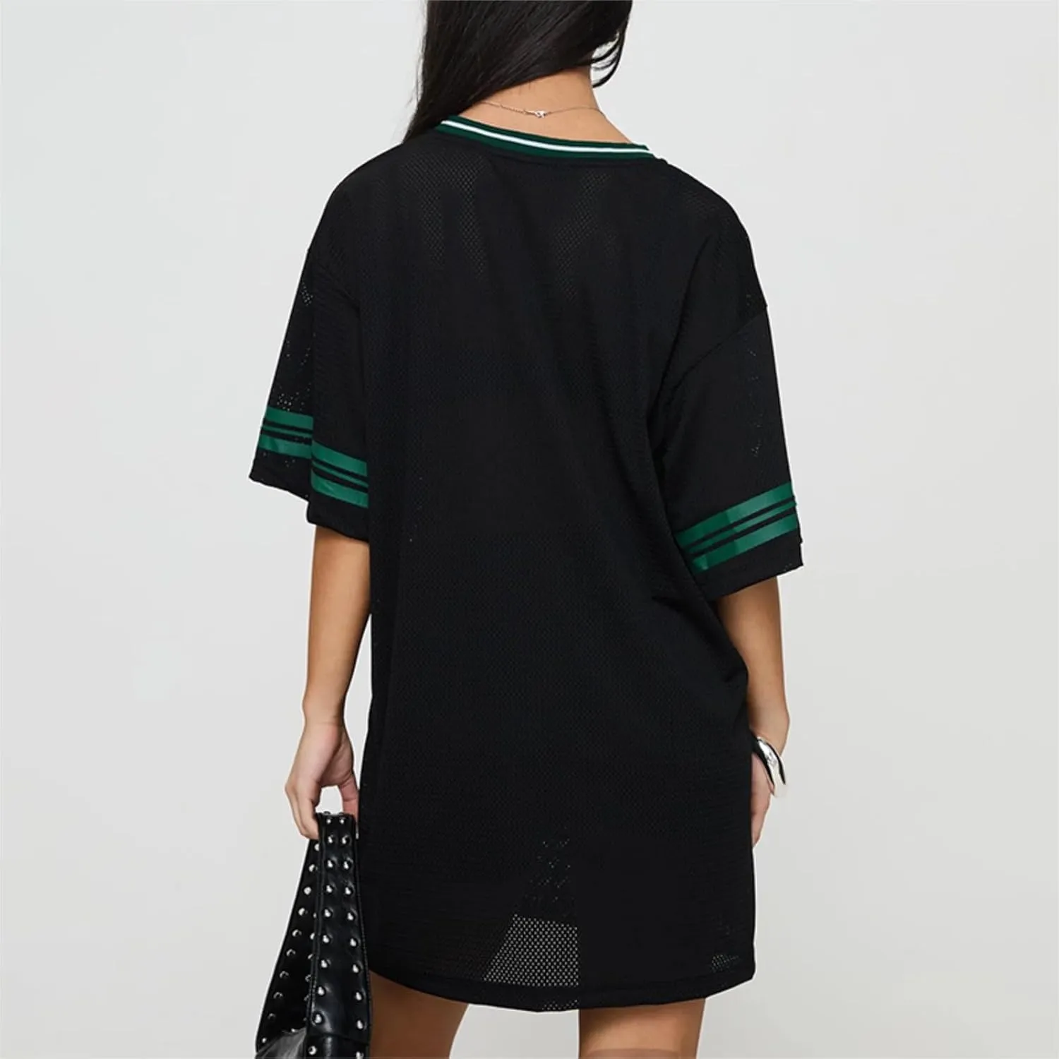 Women Y2k Oversized Jersey Summer Top Number Graphic Tee T-Shirt V Neck Short Sleeve Sport Casual Shirts Streetwear