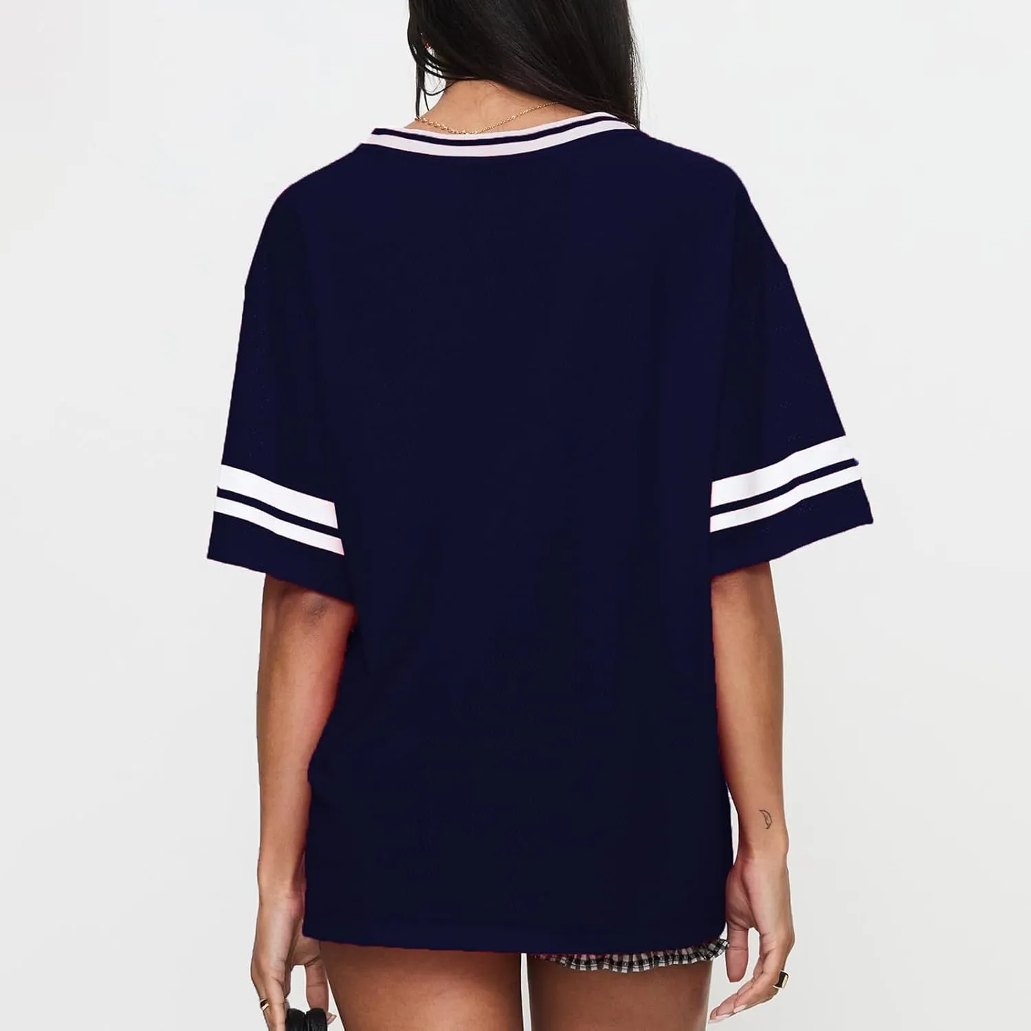 Women Y2k Oversized Jersey Summer Top Number Graphic Tee T-Shirt V Neck Short Sleeve Sport Casual Shirts Streetwear
