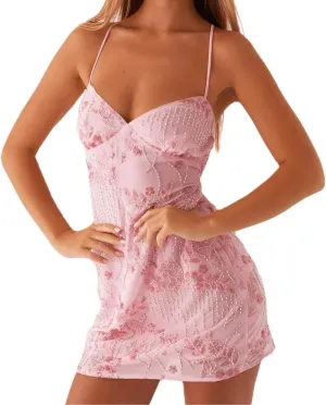 Women Y2K Sequin Mini Dress Sparkly Glitter Floral Spaghetti Strap Backless Bodycon Short Dress Cocktail Party Club