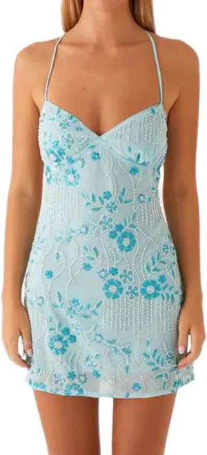 Women Y2K Sequin Mini Dress Sparkly Glitter Floral Spaghetti Strap Backless Bodycon Short Dress Cocktail Party Club