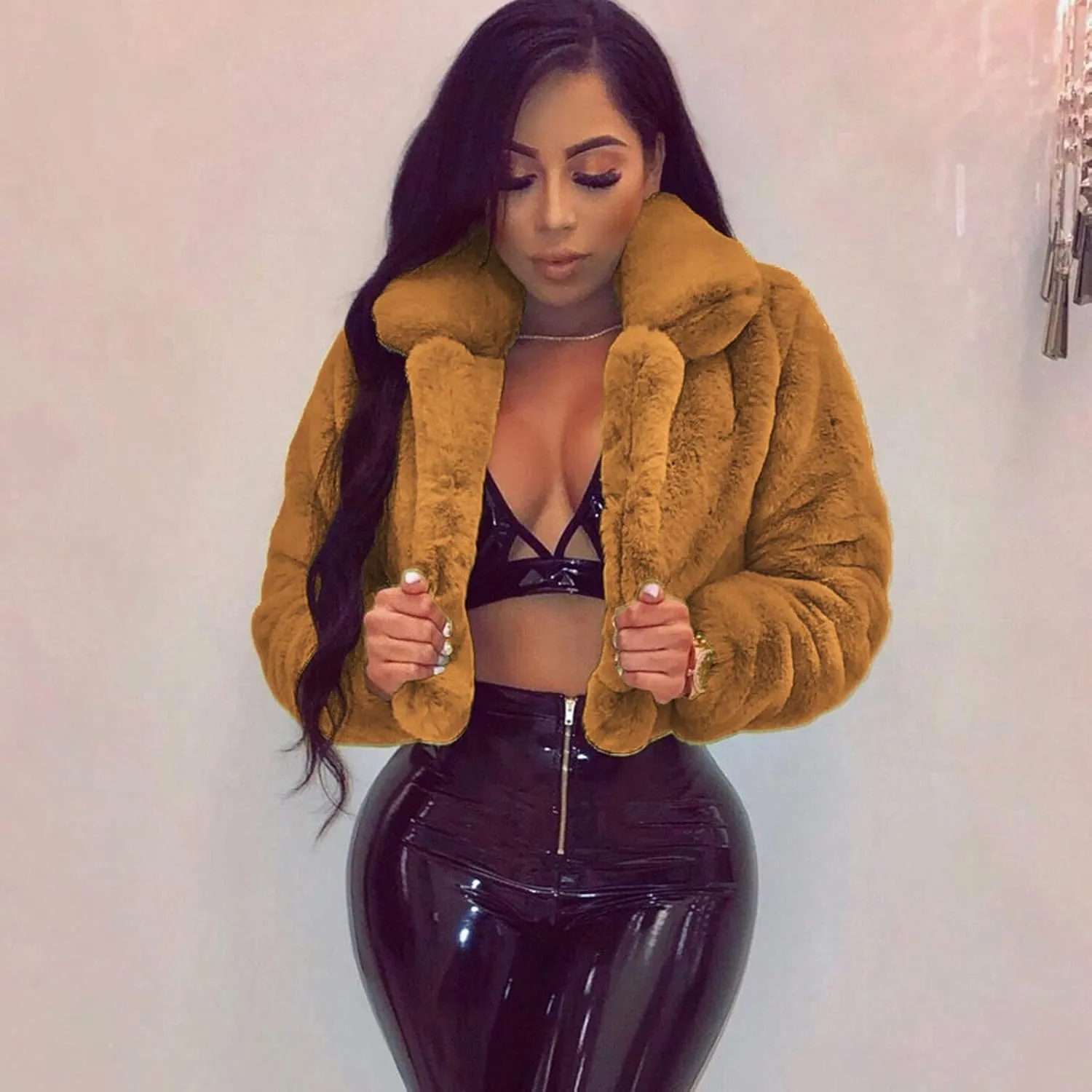 Women's 2023 Winter Coats Coat Pelt Thick Women Fashion Faux Pelt Warm Women's Coat Soft Long Sleeve Open Front Long