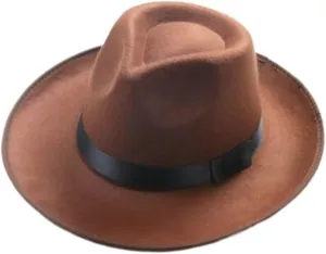 Womens Classic Wide Brim Floppy Panama Hat Belt Buckle Wool Fedora Hat Classic Fedora Hats for Men & Women