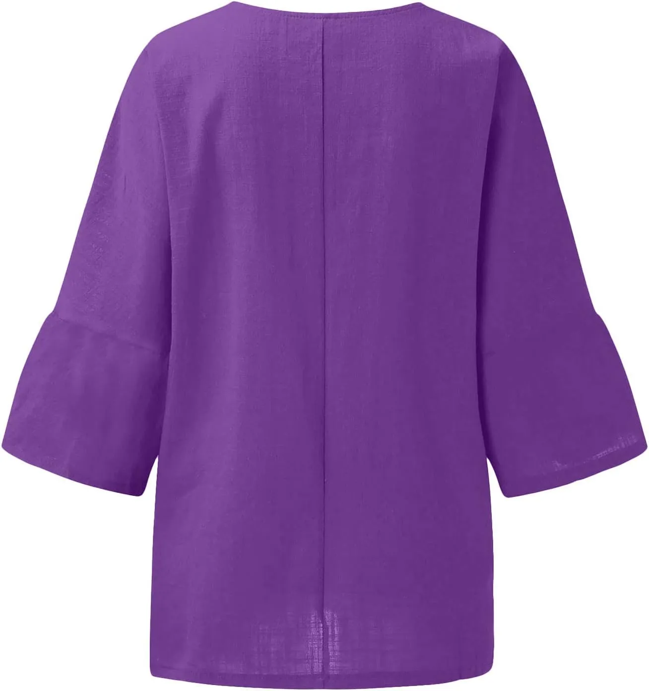 Womens Cotton Linen Summer Tops 3/4 Length Sleeve Tunic Blouses Gauze Boho Shirts Trendy Loose Fit Clothing 2024