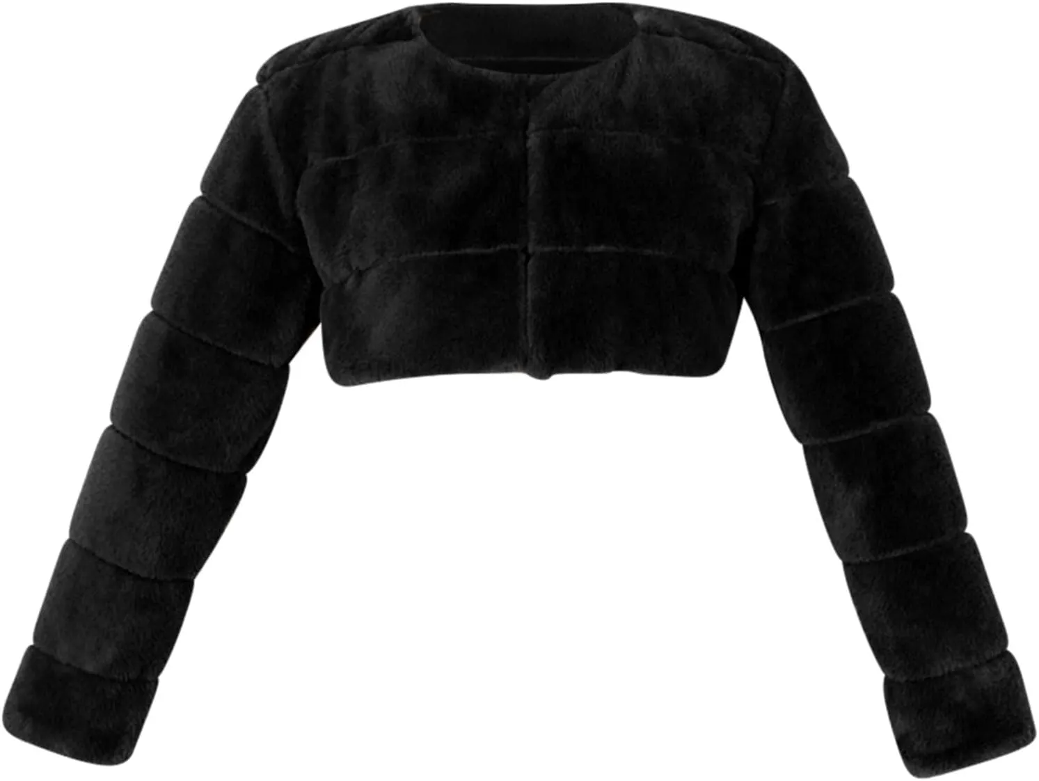 Women's Cropped Faux Fur Jacket Sexy Fashion Long Sleeve Open Front Cardigan Casual Fluffy Y2K Short Coat Clubwear