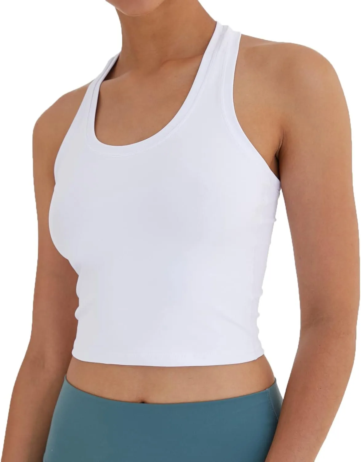 Women's Cropped Racerback Tank Tops Running Workout Tops Active Yoga Tops