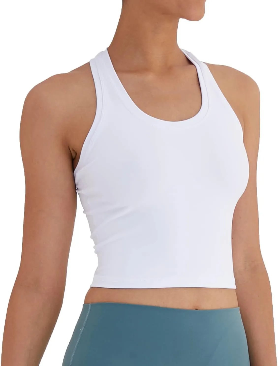 Women's Cropped Racerback Tank Tops Running Workout Tops Active Yoga Tops