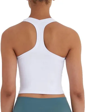 Women's Cropped Racerback Tank Tops Running Workout Tops Active Yoga Tops
