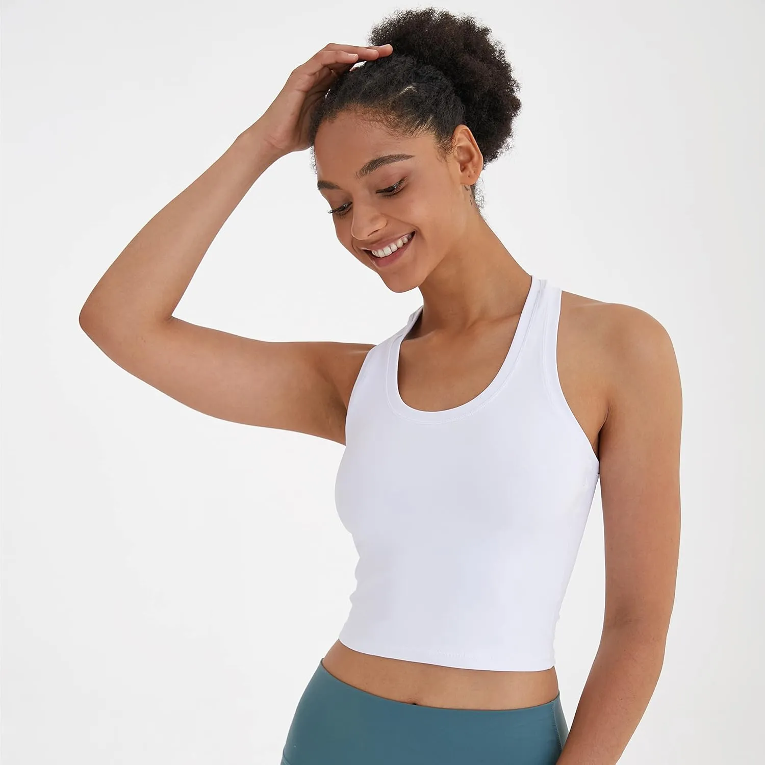 Women's Cropped Racerback Tank Tops Running Workout Tops Active Yoga Tops