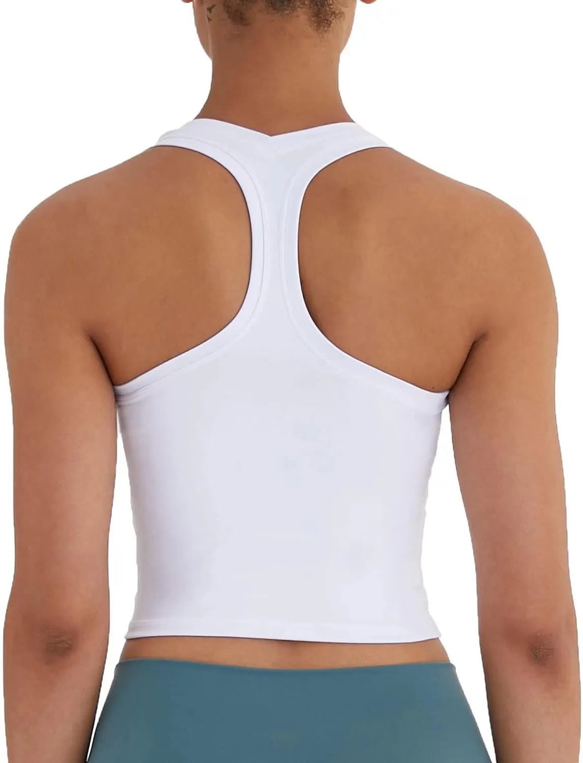 Women's Cropped Racerback Tank Tops Running Workout Tops Active Yoga Tops